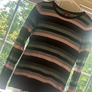 Vince Camuto crewneck striped cotton modal blend soft sweater size extra small